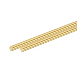 uxcell 2 Pcs 1/4"(6.5mm) Dia Brass Solid Round Rod, 8"(203mm) Length H62 Brass Lathe Bar Stock Round Brass Rod for DIY Crafts Industry Construction