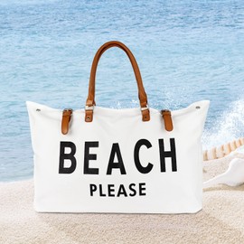 Lamyba Extra Large Beach Bag Tote, Waterproof & Sandproof, Packable Foldable Travel Totes for Summer Vacation, Beach Vibes