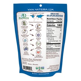 NATIERRA Nature's All Foods Organic Freeze-Dried Blueberries | Non-GMO & Vegan | 1.2 Ounce