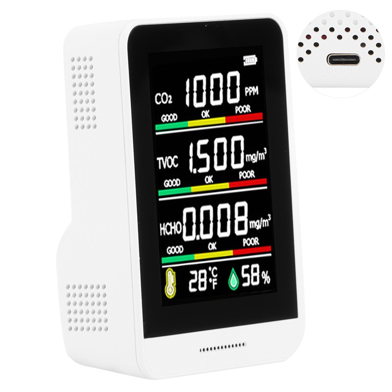 Air Quality Monitor Portable CO2 TVOC Formaldehyde Tester Humidity Detection