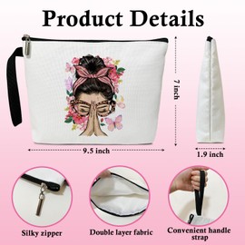 Butterfly Cosmetic Bag Organizer Toiletry Pouch, Floral Makeup Bags for Women Appreciation Gifts for Wife Mother Sister Bestie, Aesthetic Storage Cosmetic Bag with Zipper Travel Accessories -02