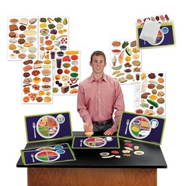 Nasco WA29841 MyPlate Deluxe Cling Set, Nutrition Education, 142 Food Images and 19" X 11" Cling Mats - Set of 5