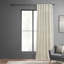 HPD Half Price Drapes Lush Crush Velvet Curtains - Room Darkening Curtain 84 Inches Long for Bedroom & Living Room, Luxury Look, Rod Pocket Design, (1 Panel), 50W x 84L, Champagne