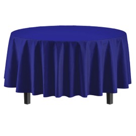 4-Pack Navy Plastic Table Cloth - 84-Inch Round Disposable Tablecloth for Parties - Round Tablecloth - Disposable Table Cloths for Parties - Plastic Table Cover for Picnics - Exquisite