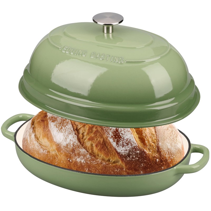 EDGING CASTING Enameled Oval Cast Iron Dutch Oven Pot with