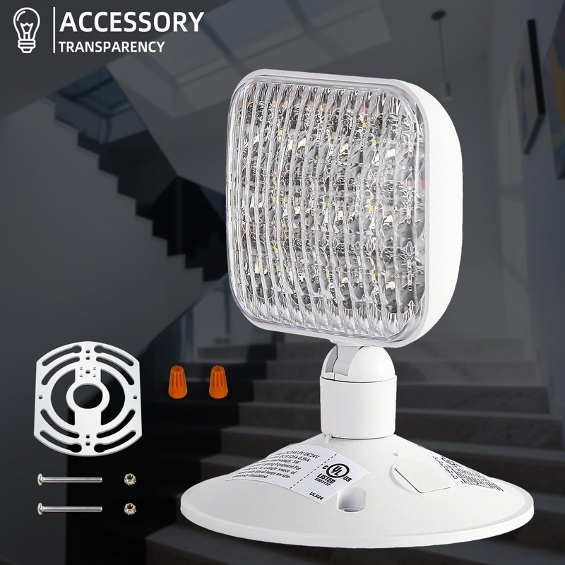Enjvvs Emergency Remote Head Lighting, Single Head Emergency Light, Adjustable