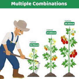 20 Piezas Tutor para Plantas, Soporte para Plantas Ajustable, Estacas para Jardín, Clips para Plantas, Incluye Clips y Conectores, para Orquídeas, Monstera, Tomate, Rosas, Enredaderas (Verde)