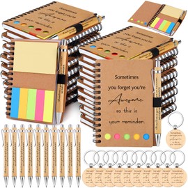 60 Pcs Employee Appreciation Gifts Inspirational Spiral Notebooks with Sticky Notes Notepads Encouragement Bamboo Pens Bulk Wooden Motivational Keychains for Coworkers Teacher (Sometimes)