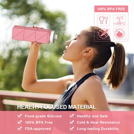 BEAUTAIL Collapsible Water Bottles 20.6oz 2 Pack, Silicone Foldable Portable Travel Water Bottle, Lightweight Reusable Leakproof for Traveling Camping Hiking Cycling Sports Outdoor (Blue+Pink)