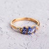 TJC Tanzanite Three Stone Ring for Women in 14ct Gold