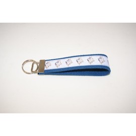 Wristlet Key Fob Larger 6 Inch White Horses Steel Blue