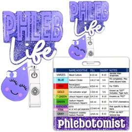 SEEVOR Phlebotomist Badge Buddy with Phlebotomy Badge Reel Retractable Nursing ID Clip for Nurses Students (Purple)