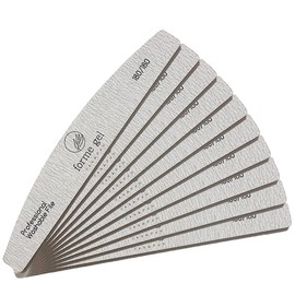 Nail File, 180 Grid Double-Sided Type (Set of 10), Curved Type (Moon Shape), High Quality Nail File Supervised by Professional Manicurists, Nail Files, Durable and Firm, Perfect for Gel Nail Off and