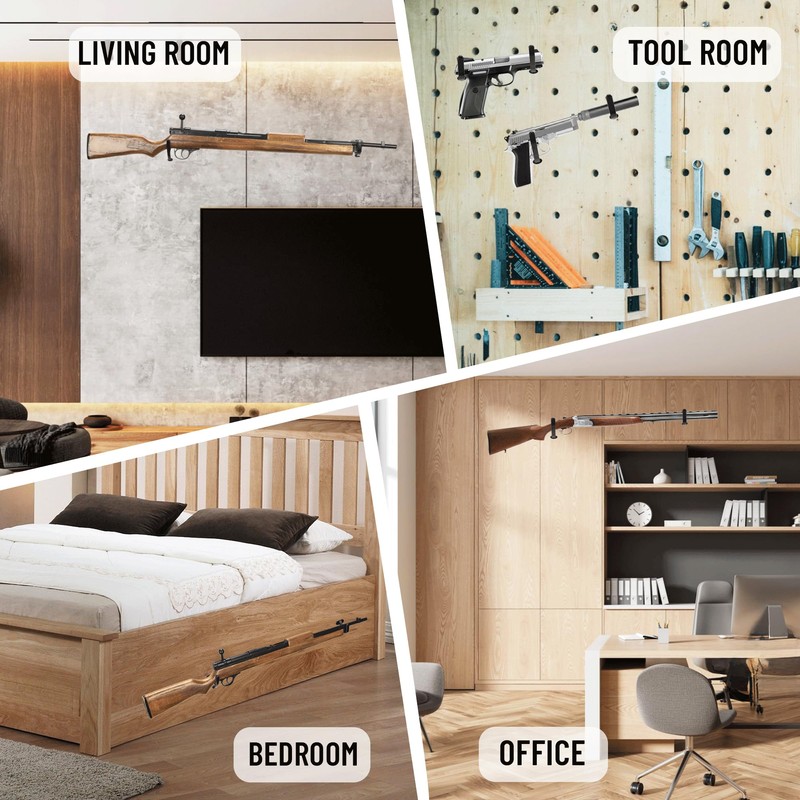 TRIPLE DEER Gun Rack Wall Mount Gun Storage with Felt,