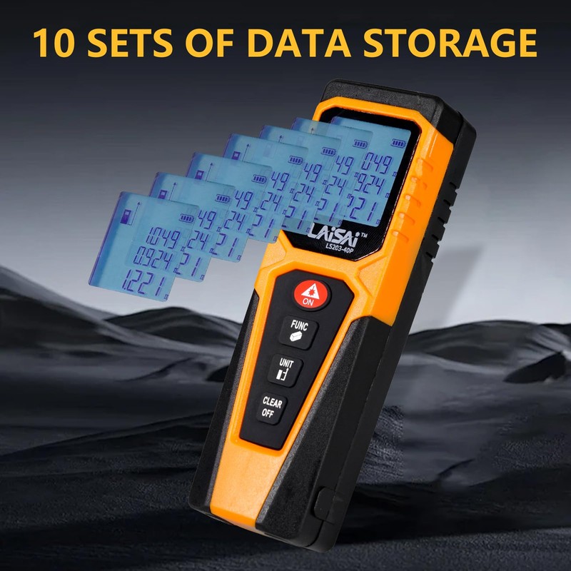 LAISAI Laser Measure, M/in/Ft Unit Switching Backlit LCD and 2
