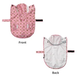 Waterproof Dog Raincoat, Adjustable Reflective Lightweight Pet Rain Clothes with Poncho Hood (Gold Cheery Blossoms Pink, XX-Large)