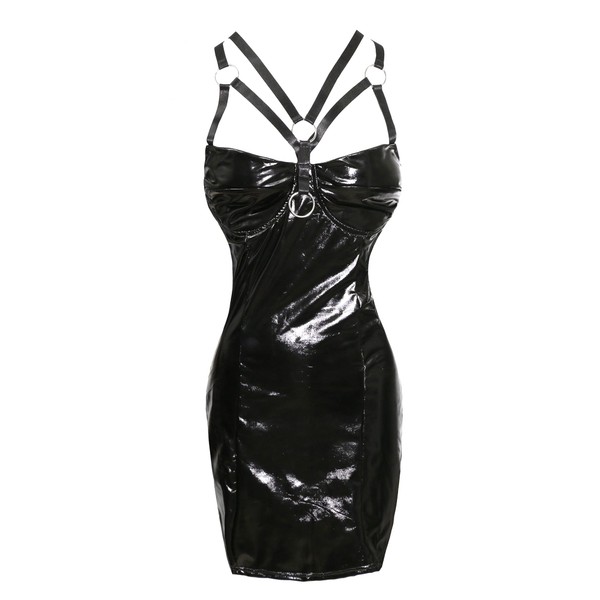 Bslingerie® Women's Wetlook Latex PVC Body Lingerie, pu dress
