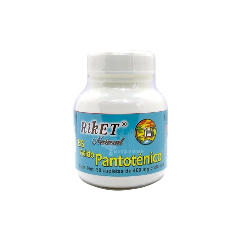 Vitamina B5 Ácido Pantoténico 30 capletas Riket