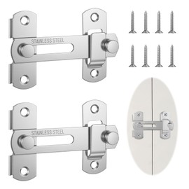 Giantree 2 Stück Türriegel Edelstahl, Flip-Riegel mit Befestigungsschrauben, Türverriegelungen Schiebetür Schloss Riegelschloss Gartentor Riegel für Schlafzimmer Badezimmer Fenster Tür Schiebetür