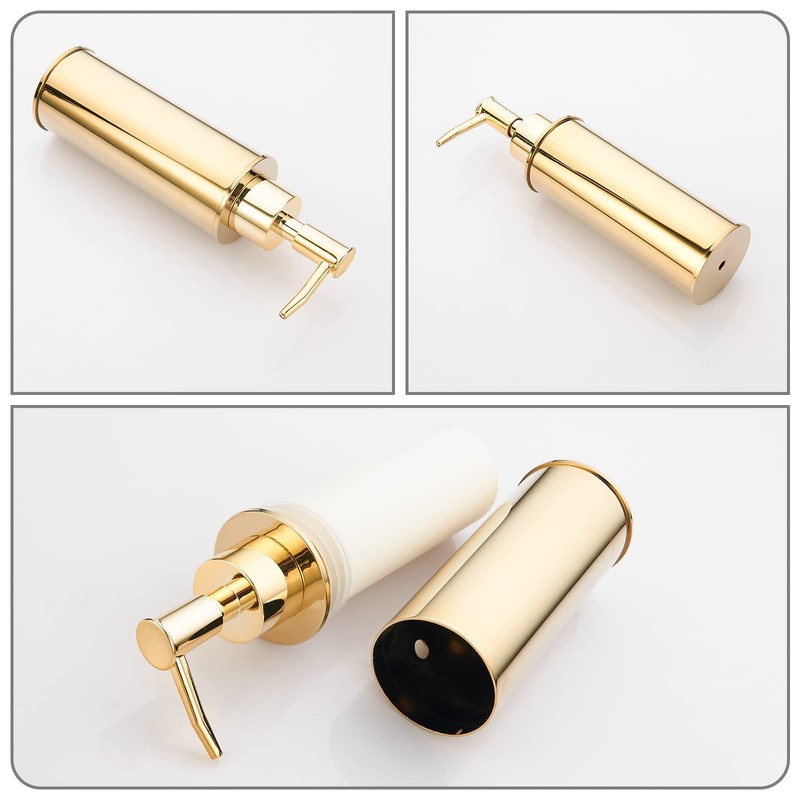 BGL Round Gold Standing Soap Dispenser, Shampoo Dispenser for Bathroom,