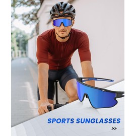 QALLY Wrap Around Polarized Sports Sunglasses for Men Sports Unbreakable Outdoor Sunglasses V37