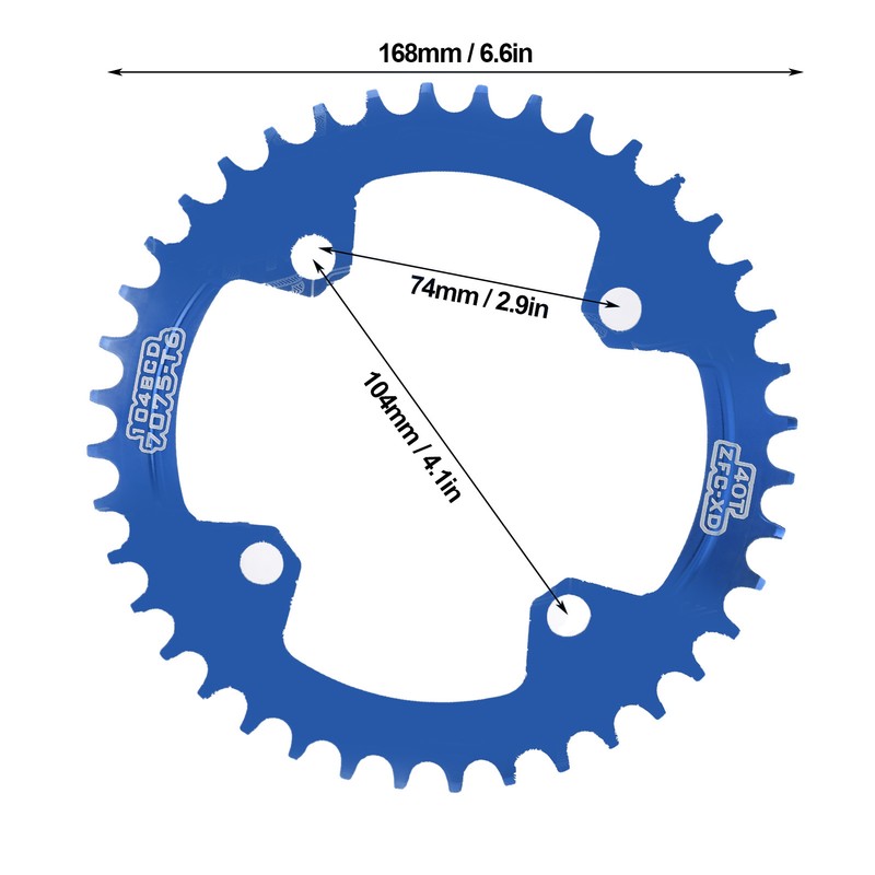 FMFXTR Bicycle Single Chainring Bike 104 BCD 40T Round Narrow