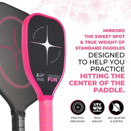 Pickleball Training Paddle, T700 Raw Carbon Fiber Surface, Pink Pickleball Trainer Paddle for Sweet Spot Practice, 16mm Quiet Core, Include 10 Lead Weight Bars & Grip Tape, 7'' Elongated Handle