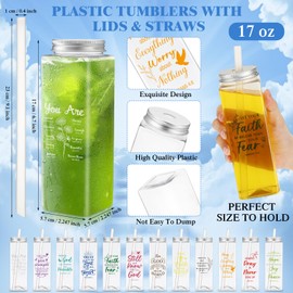 Maxdot 48 Pcs Christian Gifts Cups for Women Men 17 oz Bible Verse Plastic Cup Inspirational Religious Party Favors Reusable Acrylic Skinny Tumblers with Lids Straws Church Employee Appreciation Gifts