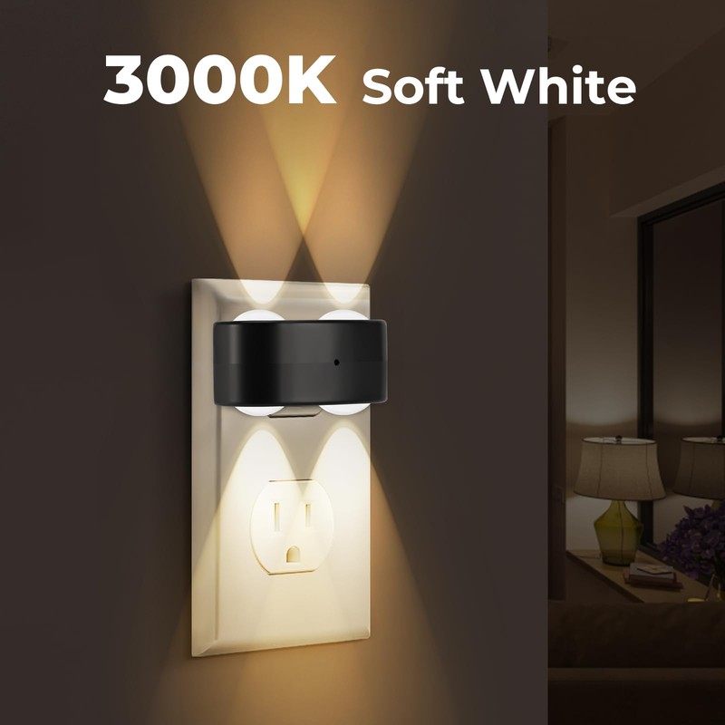SETEN 4-Pack LED Night Lights Plug into Wall, 2700K Soft
