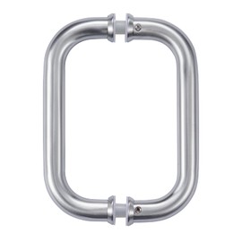 Ranbo Hardware 8" Back to Back Tubular Shower Door Pull Handle for Frameless Shower Doors, Polished Chrome, with Washers (8 inch Brushed Finish)