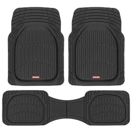 Motor Trend FlexTough Floor Mats for Cars, Black Deep Dish All-Weather Mats, Waterproof Trim-To Fit Automotive Floor Mats for Cars Trucks SUV, Universal Floor Liner Car Accessories