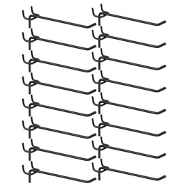 sourcing map 25pcs Pegboard Shelving Hooks 6" Stainless Steel Peg Board Display Hook Hanging Holders Wall Mount Organize Tools for Workbench Garage Kitchen Store, Black
