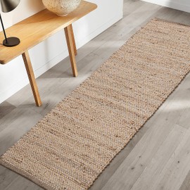 Hausattire Jute Woven Runner Rug 2'x6' - Natural, Hand Braided Boho Reversible Area Rugs for Kitchen, Living Room | Farmhouse Indoor Outdoor Long Mat for Bedroom, Natural Fiber Patio Mats - 24x72 Inch