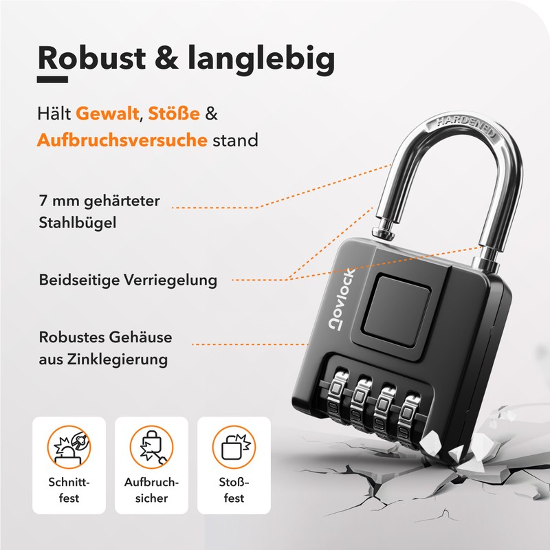 Padlock with Combination Code - Heavy Duty Weatherproof 4 Digit