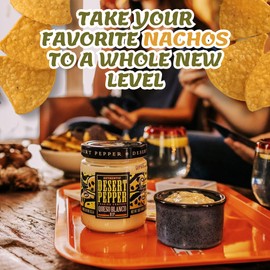 Desert Pepper Queso Blanco with Jalapeno Peppers, Green Chiles and White Cheddar Cheese, Gluten-Free, Low Carb Snack Queso Dip Medium Salsa, 6-Pack