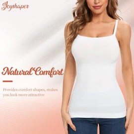 Joyshaper Shapewear Vest Top for Women Tummy Control Camisole Spaghetti Strap Basic Undershirt Body Shaper, Black+White XL