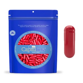 Capsuline Size 0 - Colored Red Empty Gelatin Capsules - 100 Count - Empty Gel Pill Capsules - DIY Pure Bovine Pill Capsule Filling - Empty Caps - Kosher and Halal Certified