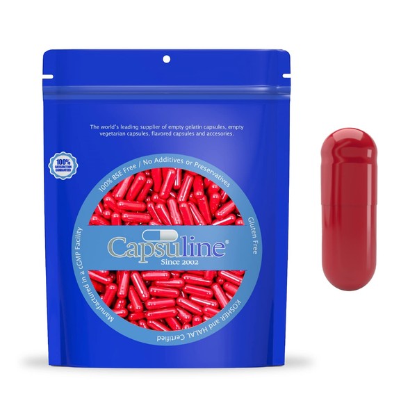 Capsuline Size 0 - Colored Red Empty Gelatin Capsules -