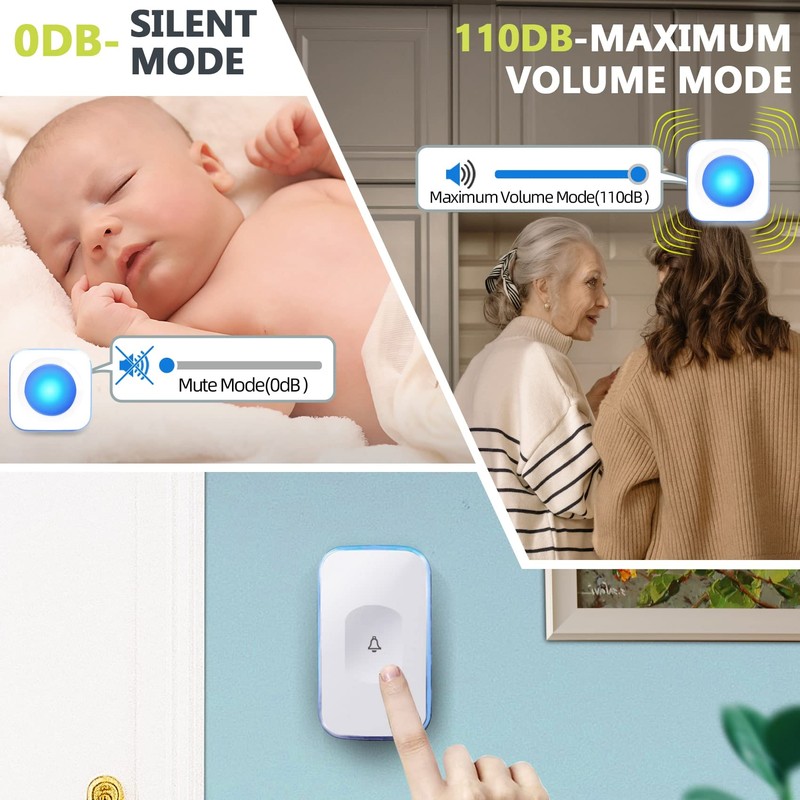 Wireless Doorbell Plug in 1200feet wireless door bell Battery Operated
