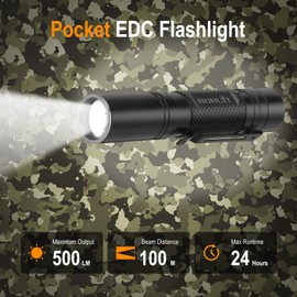 BORUIT RJ13 Rechargeable Tactical Flashlight Super Bright, 5 Modes Led EDC Flashlights with Clip, IP66 Waterproof for Camping Home Emergency Rescue Hunting Repair, Gifts for Men