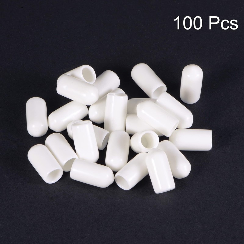 TA-VIGOR 100Pcs Rubber End Caps, 6mm ID Round Flexible Screw