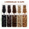 Extensiones De Cabello De Pelo Ondulado Cortinas Clip 6 Pzs