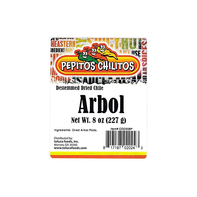 PEPITOS CHILITOS/Chile de Arbol 8 oz. Resealable Bag - Natural