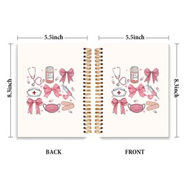 ETYZE Coquette Pink Bow Nurse Notebook Journal for Women, Nurse Appreciation Gifts Practitioner Gift, Nursing Notebook Journaling Notebooks for Teen Girl Nurses, 5.5x8.3