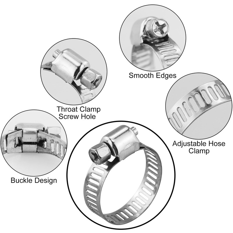 9PCS Hose Clips Stainless Steel 16-25mm Jubilee Clips Assorted Hose