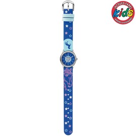 JACQUES FAREL HCC 338 Children's Watch Horse Stars Purple Blue Analogue Quartz Metal Faux Leather, blue, Strap.