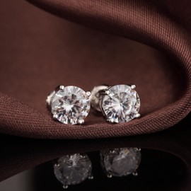 Mens Earrings Men Diamond Earrings Silver Diamond Studs Mens Earrings Stud Screw Back Cubic Zirconia Earrings Fake Diamond Earrings Sterling Silver Cubic Zirconia Earrings 4mm