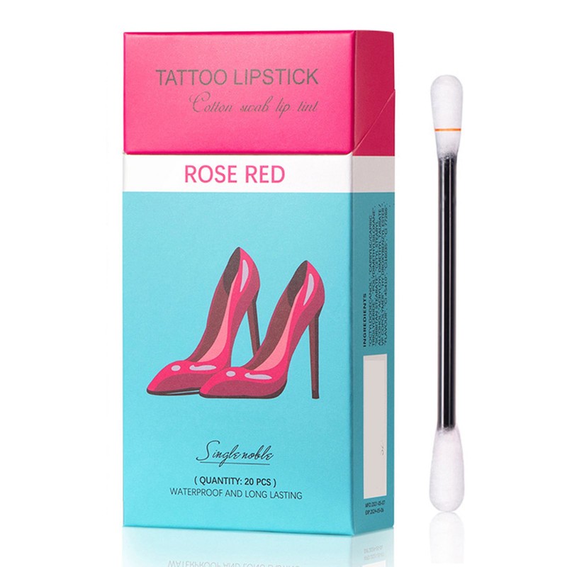 20Pcs/Box Tattoo Lipstick Cotton Swab Lip Tint Waterproof Long-lasting Non-stick