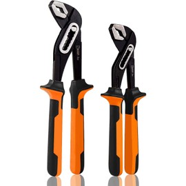 Sharp-tec Plumbers Wrench Set, 2-Piece Tongue-and-Groove Pliers, Quick Adjustable Wrench Plumbing Tools, Slip Joint Plier Set 200mm-8" and 250mm-10" with Non-Slip Handle,Orange