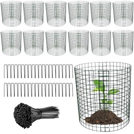 Hyuetrsa 12 Packs 14'' Dia x 14'' H Plant Wire cage 24 Pcs Metal Plant Protection Mesh Plant Cages Bunny Barricades Plant Protection Wire Cage for Flowers Vegetables Protection from Animals
